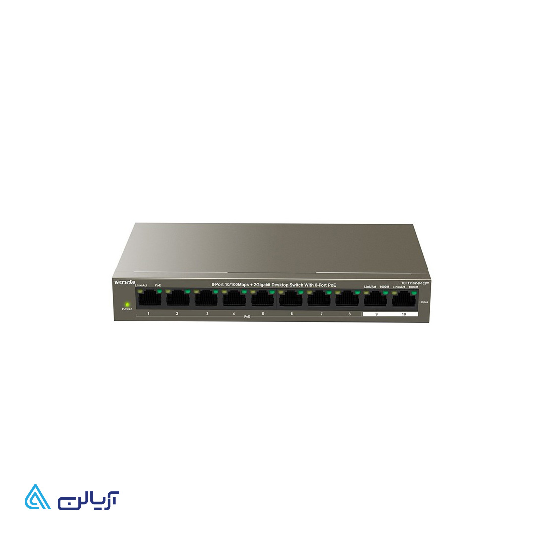 سوئیچ غیر مدیریتی POE تندا TEF1110P-8-102W Tenda