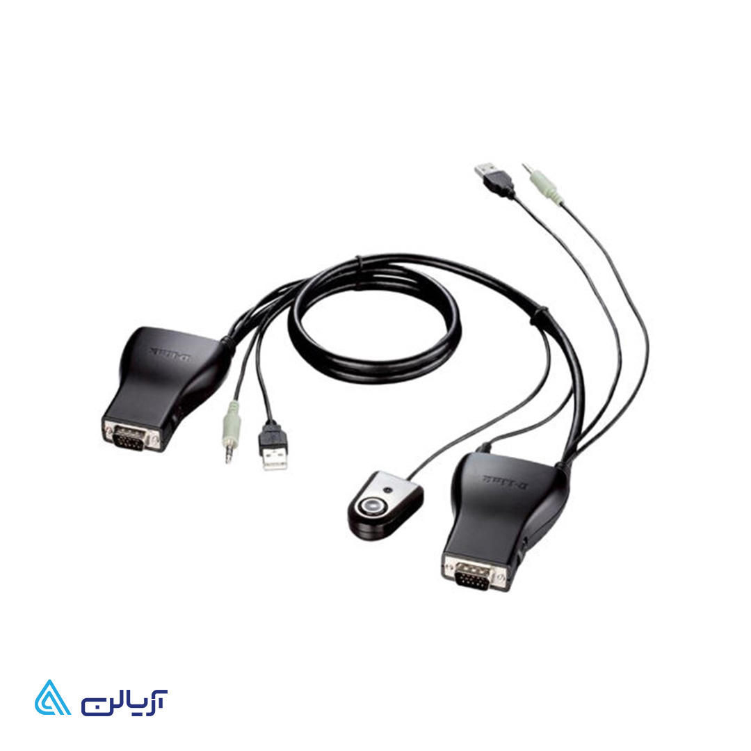 سوییچ 2 پورت USB KVM دی-لینک مدل KVM-221 با جک 3.5 میلی‌متری صدا